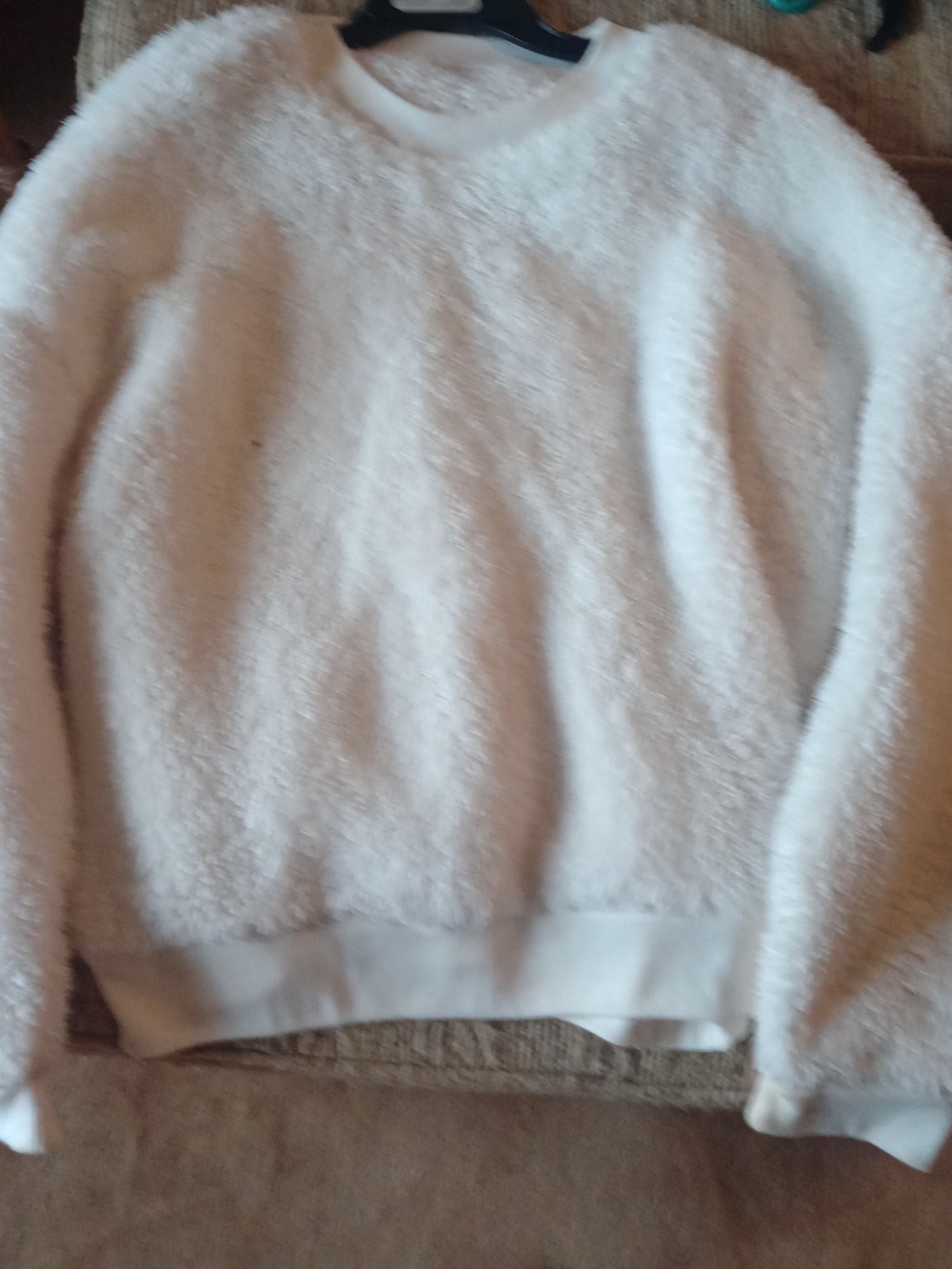 Cozy Women's Crewneck Fuzzy Sweater - White